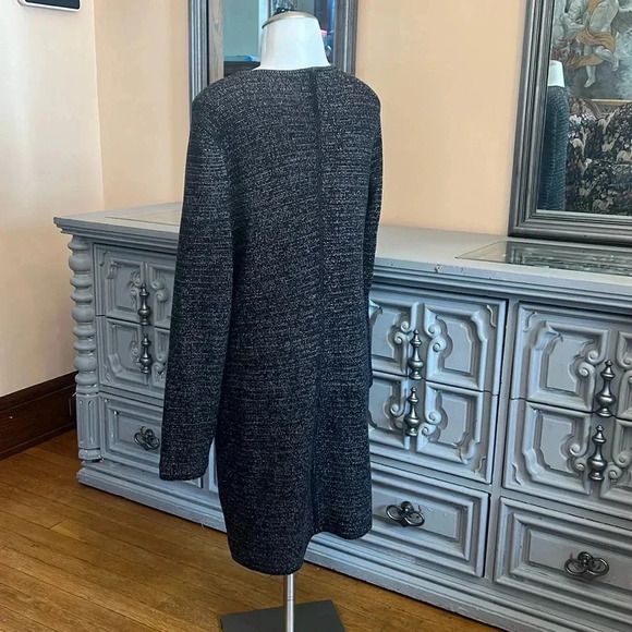 Talbots Tweed Knit Front Double Zip Sweater Dress Size M Office Long Sleeve - Picture 3 of 10